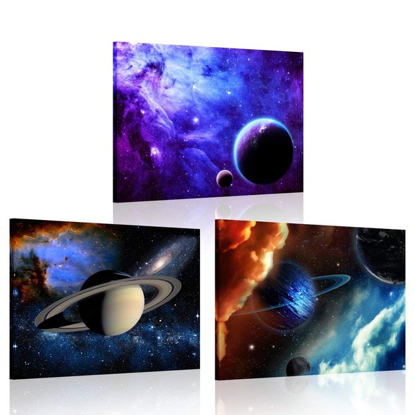 iKNOW FOTO 3 Piece Canvas Prints Galaxy Stars Abstract Space