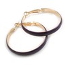 40mm D/Wide Purple Enamel Hoop Earrings In Gold Tone/Medium Size