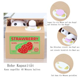 Justup Children’s Cat Money Box, Sweet Thieving Cat Money Box, Piggy Bank Gifts For Children