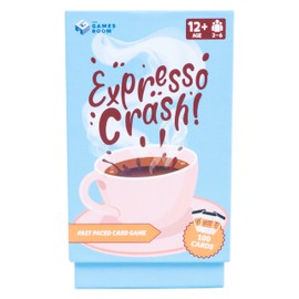Fizz Creations Ex-Presso Crash! Fast Paced Coffee Themed Card Game. Draw Cards at the Risk of an Ex-Presso Crash. Age 12+, 2-6 Players, 30 Minutes Play Time. Fun Travel Games.