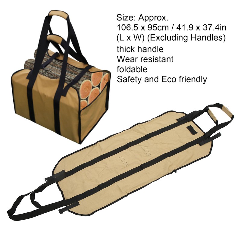 Firewood Carrier Oxford Cloth Portable Firewood Carry Bag Foldable Multifunction