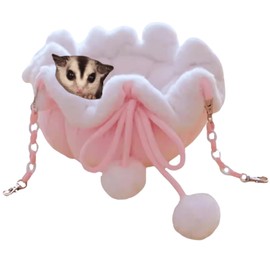 Copfeu Hanging Hammock Nap Sack Swing Bag Pet Sleeper for Ferret Rat Sugar Glider and Other Small Animals (Pink,Medium)