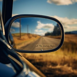 Let The Journey Begin Motivational Inspirational Quote Accessory Decal Rear View Mirror Cute Premium Vinyl Sticker 1.8 inch (Black)