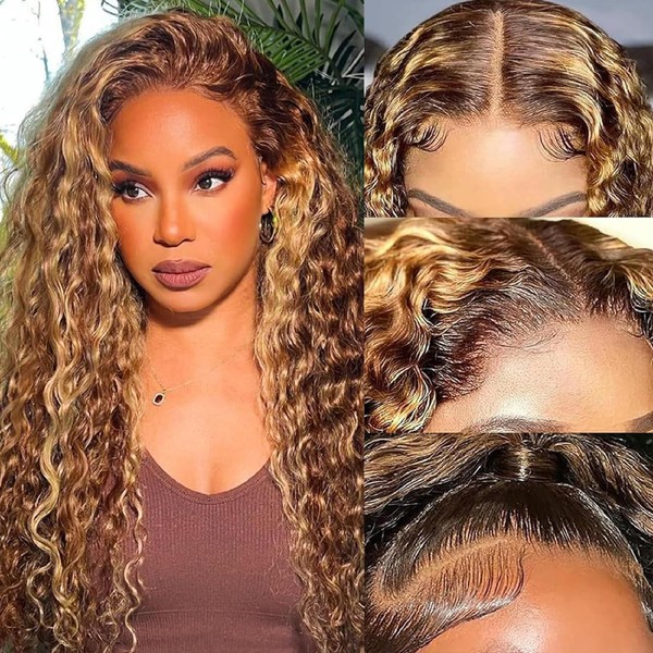 Highlight Ombre Deep Wave Lace Front Wigs Human Hair Wigs