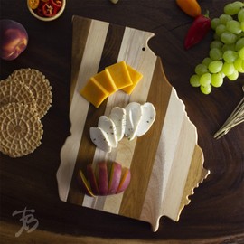 Totally Bamboo Rock & Branch Series Shiplap Georgia State Shaped Wood Serving and Cutting Board | Great for Wall Art
