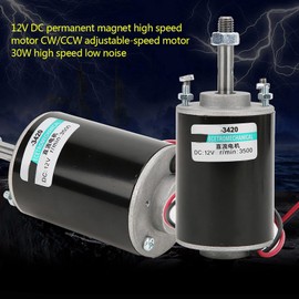 Permanent Magnet DC Motor, High Speed Low Noise CW CCW Mini Brushed Electric Motor 30W DIY Generator Motor (12V3500 rev)
