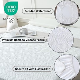 Premium 5-Sided Waterproof Mattress Protector with Viscose, Soft Cooling & Breathable Cover, Deep Pocket Fits 18-Inch Mattress, Hypoallergenic & OEKO-TEX Certified