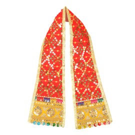 Decorative Laxmi Durga Devi Mata Dress Poshak Vastra Cloth Lehanga Chunari Puja Item for Idol Statues for Indian Traditional Cultural Navratri Festival Decorations Home Decor (Size :- 11 Inches) (Red)