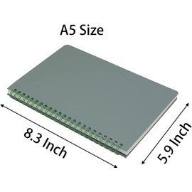 Yansanido Aesthetic Spiral Notebook, 4 Pcs A5 Thick Plastic Hardcover 8mm Ruled 4 Color 80 Sheets -160 Pages Journals for Study and Notes (Ruled-4pcs Wine Red,Black,Dark Green,Beige, A5)