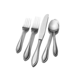 Pfaltzgraff American Bead 61-Piece Stainless Steel Flatware Set with Serving Utensil Set, Steak Knives and Iced Tea Spoons, Service for 8