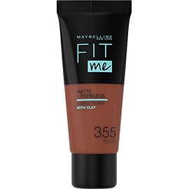 Maybelline Fit me! Matte&Poreless Make-up Nr. 355 Pecan, flÃ¼ssiges Make-up, passt sich dem Hautton an, feuchtigkeitsspendend, mattierend, leichte bis mittlere Deckkraft, 30 ml