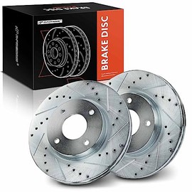 A-Premium - Rotores de freno de disco perforados y ranurados delanteros de 11.02 pulgadas (280 mm) compatibles con algunos modelos - Sentra 2007-2012 2.0L, Versa 2007-2012 1.8L, Cube 2009-2014 1.8L