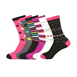 12pairs Ladies Multi Colour Funky Spots Stripes Zig Zag Design Cotton Blend Socks Womens Office Everyday Work Socks Assorted Designs