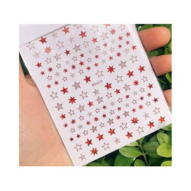 Stars Nail Sticker Solid Hollow Shaded Stars Nail Decals Stickers Wg620 Laser Red Nail Wraps Art Stickers Manicure Supplies for Women for Home Nails Full Long Lasting Easy Apply and Remove