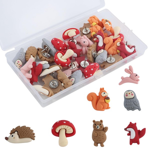 33 Pcs Drawing Pins,Cute Push Pins,Animal Push Pins,Cartoon Animals Pins,for