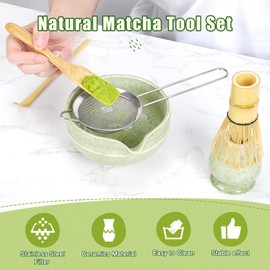 Bestcool Matcha-Set, Matcha-Schneebesen, Matcha-Schüssel und Matcha-Schneebesen, Schaufel, Löffel, Sieb, Schneebesenhalter, komplettes Matcha-Set für traditionelle Teezeremonie für Anfänger und