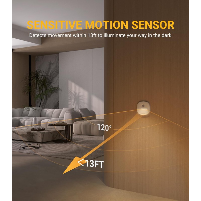Lyridz Rechargeable Night Light, Motion Sensor Battery Nightlights, Mini Stick-on