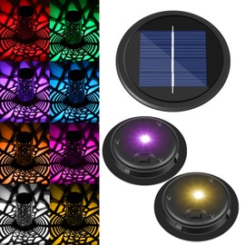 Replacement Solar Light Parts 2 Mode 2 Pack Warmwhite and RGB Color-Changing ,Solar Lights Replacement Top, Inserts for Lanterns, Waterproof DIY Outdoor Garden Patio Decor 3.53inch