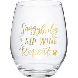 Wine Glass - Snuggle Dog Sip Wine Repeat