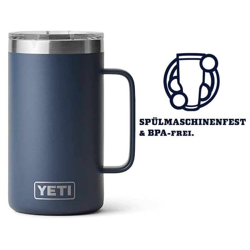 YETI Rambler Jug, Stainless Steel, Navy, 24 oz (710 ml)