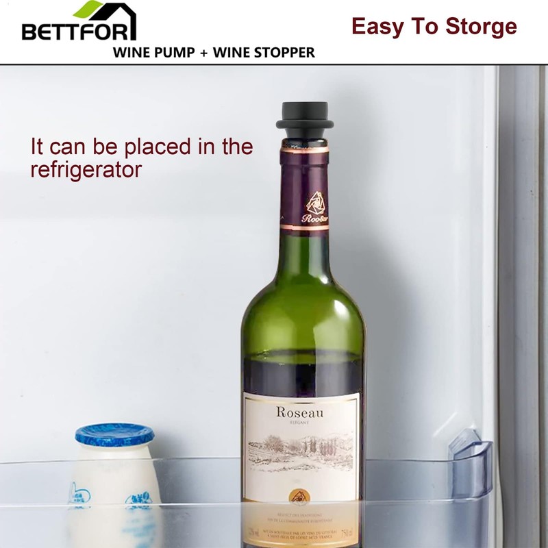 Wine Saver Vacuum Pump with 4 Wine Stoppers, Wine Bottle