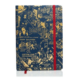 HARLEM CANDLE CO. – Night Club Map of Harlem Luxury Journal, Navy & Gold – 300 Lined Pages | Vegan Leather Cover, Gilded Edges, Ribbon Bookmark | Inspired by 1930s Harlem and E. Simms Campbell