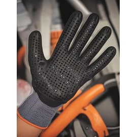 ULUCK PLUS 3 Pairs Touch Screen Nitrile Coated Work Gloves,Dots for Anti-Slip Grip,Nitrile Engineering Gripper Gloves for Work,Optimal Oil Handling,for Men and Women (XL)