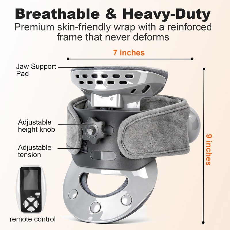 Cervical Traction Device - Adjustable Neck Stretching with Heating Pad