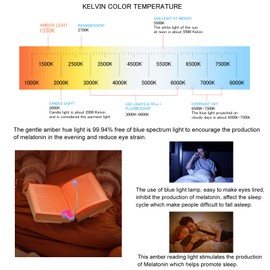 HONGUT Amber Reading Light Rechargeable, Book Light Kids for Reading in Bed, Clip On Reading Book Light, 2 Lighting Modes, Blue Light Blocking for Eye-Care, Small Bookmark Light for Bookworm-Violet