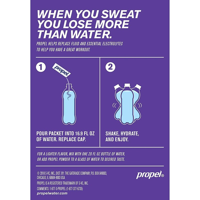 Propel Powder Packets Grape with Electrolytes Vitamins and No Sugar,