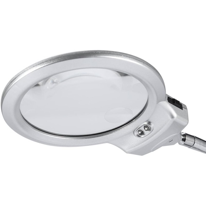 Lupa LED de Mesa con Cuello Flexible y Doble Aumento