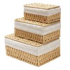VTOBON Wicker Storage Basket with Lid, 3-Pack Handwoven Shelf Baskets