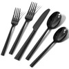 KINGSTONE Black Silverware Set, 20-Piece Forged Flatware Set Cutlery Set