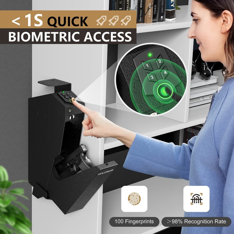 HOLEWOR Gun Safe, Biometric Gun Safe for Handgun Drop Down