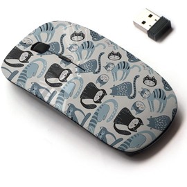 CJCBROES 2.4G Wireless Mouse with Cute Pattern Design for All Laptops and Desktops with Nano Receiver - Cute Cats
