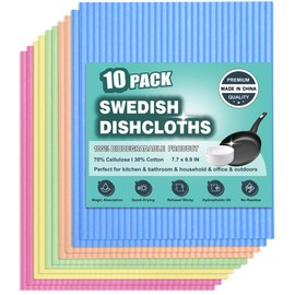 METUUTER 10 Packs Swedish Dishcloths for Kitchen, Reusable Kitchen Dishcloths Compostable Cellulose Dish Clothes for Household Use
