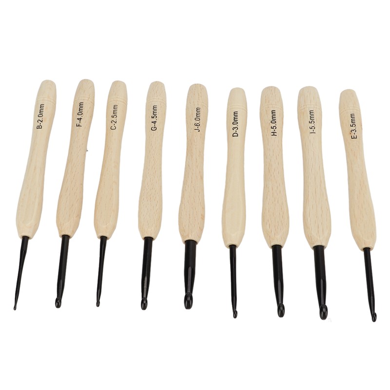 9PCS Crochet Hooks DIY Handcraft Ergonomic Crochet Needle with Wooden