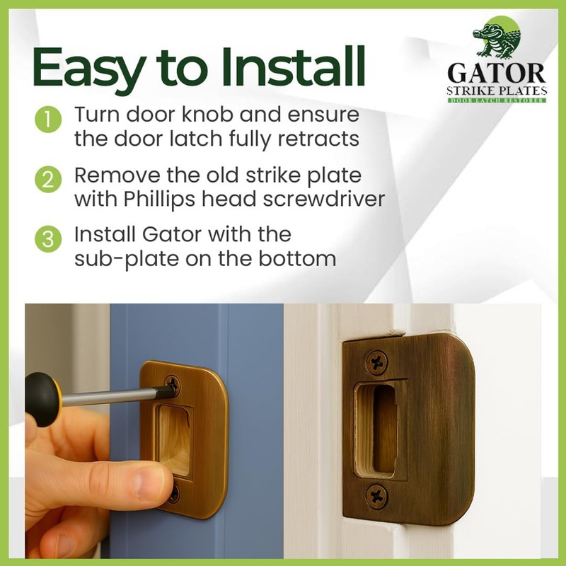 Gator Door Strike Plate with Screws, – 2-1/4" by 1-3/4"