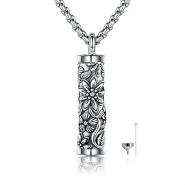 Daisy Urn Necklace 925 Sterling Silver Bar Daisy Cremation Jewelry for Ashes Memory Jewelry for Women Men