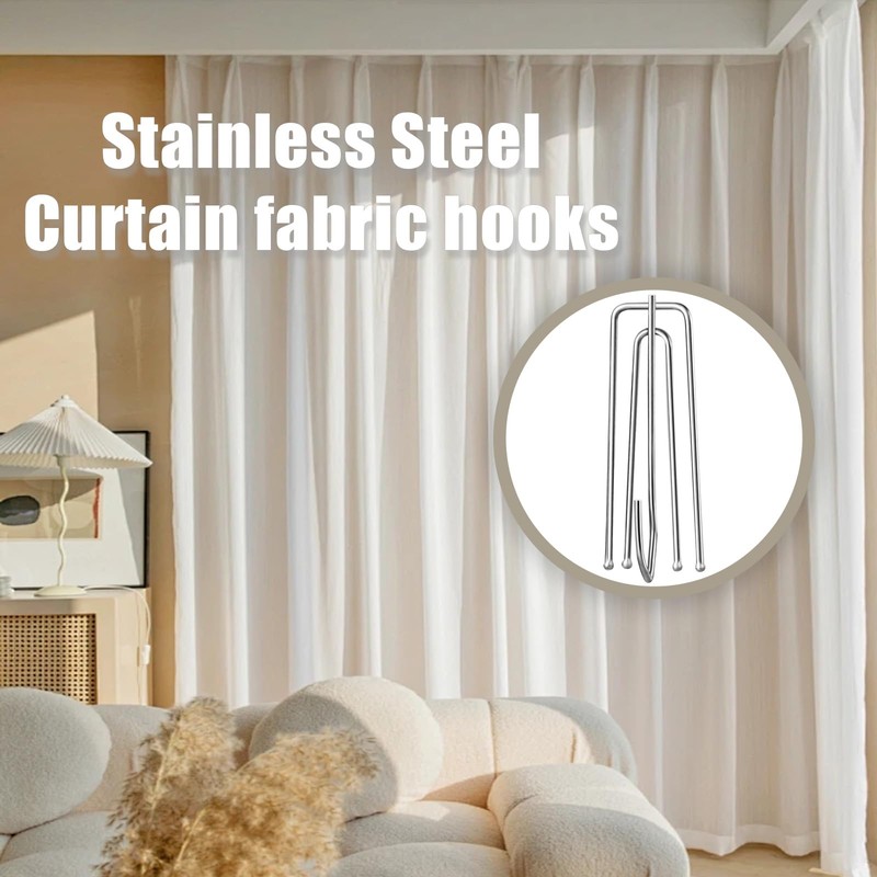 40Pcs Curtain Pleat Hooks for Drapes, Drapery Pins Drapery Hooks