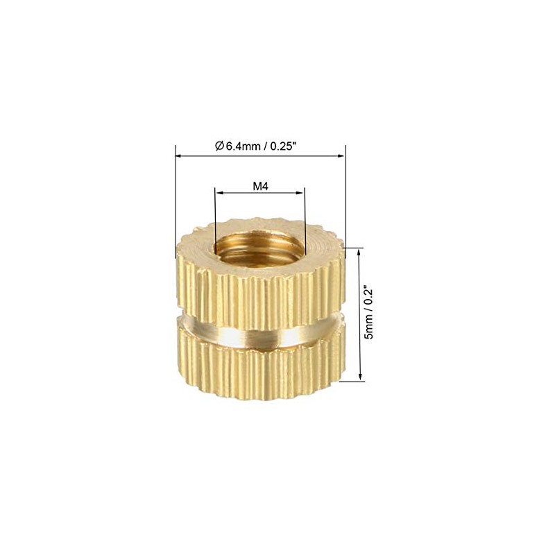 sourcing map Pack of 50 Knurled Screws Screw Nuts M4