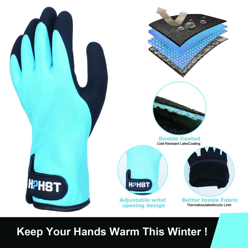 HPHST Unisex Waterproof Work Gloves, Cold Winter Work Gloves, Touch