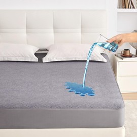 Eiayeebil Queen Waterproof Mattress Protector, Breathable 3D Air Fabric Mattress Protector for Queen Size Fitted Sheet, 360° Deep Pocket Fitted Mattress Pad, Machine-Washable, Gray