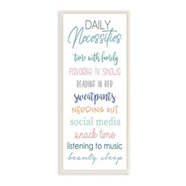 Stupell Industries Daily Necessities Home Relaxation Self-Care List, Designed by Anna Quach Art, 7 x 17, Wall Plaque
