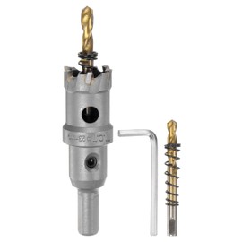 HARFINGTON Carbide Hole Saw Kit 23mm (29/32") Metal Hole Cutter Set with 2pcs Center Drill Bits Springs 1pcs Wrench for Stainless Steel Copper Iron Aluminum