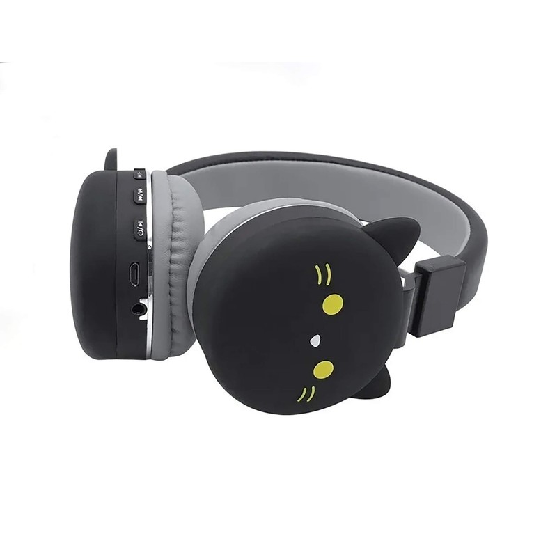 Vimi Audifonos Bluetooth Inalambricos Diadema Radio FM (Gato Negro)