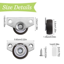 UFURMATE 1.25 Inch Small Side Mount Rubber Caster Wheels Mini Fixed Low Profile Casters Little Drawer Rollers No Noise Bed Caster Wheel with Screw for Cart Home Office Furniture