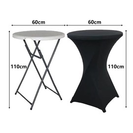 Set of 2 Stretch Bar Table Covers Standing Tablecloth 60 x 110 cm Elastic Tablecloths for Bar Counter, Round Table Wedding, Birthday Party