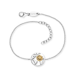 Engelsrufer Women's Bracelet Made of Gold-Plated Sterling Silver with Aloah Pendant in Two-Tone Silver Gold – Lobster Clasp – Adjustable Length – Nickel-Free, Sterling Silver, No Gemstone