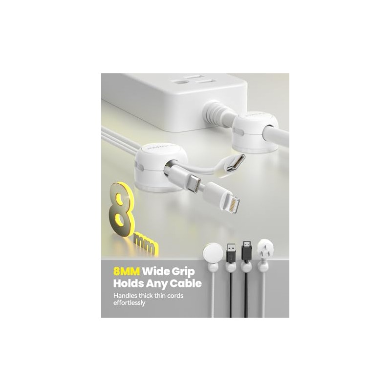 8-Pack JOYROOM Magnetic Cable Clips Organizer with 360° Rotation